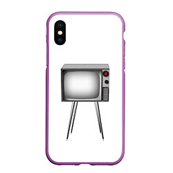 Чехол iPhone XS Max матовый Старый телевизор, цвет: 3D-фиолетовый