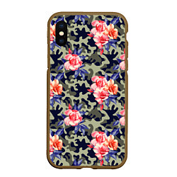 Чехол iPhone XS Max матовый Military rose, цвет: 3D-коричневый