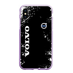 Чехол iPhone XS Max матовый Volvo капли и брызги красок, цвет: 3D-сиреневый