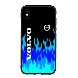 Чехол iPhone XS Max матовый Volvo размытый огонь