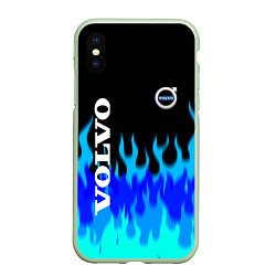 Чехол iPhone XS Max матовый Volvo размытый огонь