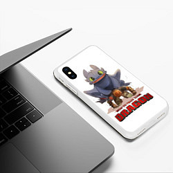Чехол iPhone XS Max матовый Забавный дракон Беззубик, цвет: 3D-белый — фото 2