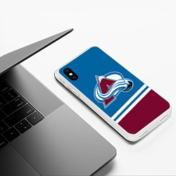 Чехол iPhone XS Max матовый Colorado Avalanche, Колорадо Эвеланш, цвет: 3D-белый — фото 2