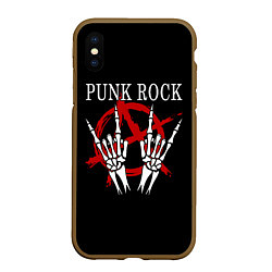 Чехол iPhone XS Max матовый Punk Rock Панки Хой, цвет: 3D-коричневый