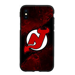 Чехол iPhone XS Max матовый New Jersey Devils, Нью Джерси Девилз, цвет: 3D-черный