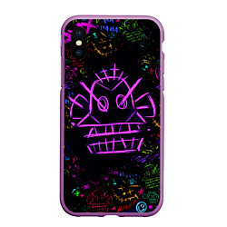 Чехол iPhone XS Max матовый League Of Legends граффити, цвет: 3D-фиолетовый