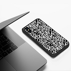 Чехол iPhone XS Max матовый Черно белый абстрактный узор, цвет: 3D-черный — фото 2