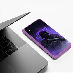 Чехол iPhone XS Max матовый Military soldier, цвет: 3D-фиолетовый — фото 2