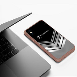Чехол iPhone XS Max матовый Peugeot серая геометрия, цвет: 3D-коричневый — фото 2
