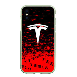 Чехол iPhone XS Max матовый Tesla sport red, цвет: 3D-салатовый