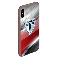 Чехол iPhone XS Max матовый Tesla - Logo Style, цвет: 3D-коричневый — фото 2