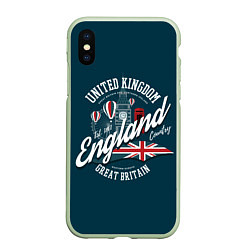 Чехол iPhone XS Max матовый Англия England, цвет: 3D-салатовый