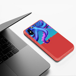 Чехол iPhone XS Max матовый Волшебный осьминог, цвет: 3D-красный — фото 2