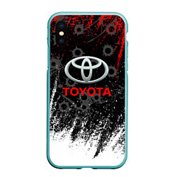 Чехол iPhone XS Max матовый Toyota следы от пуль, цвет: 3D-мятный