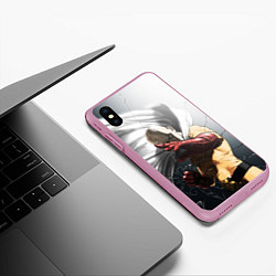 Чехол iPhone XS Max матовый One Punch Man - Сайтама, цвет: 3D-розовый — фото 2