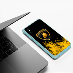 Чехол iPhone XS Max матовый Lamborghini Fire, цвет: 3D-мятный — фото 2