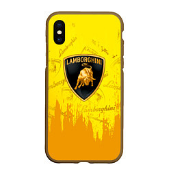 Чехол iPhone XS Max матовый Lamborghini pattern gold, цвет: 3D-коричневый