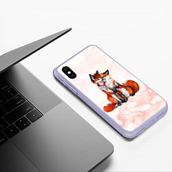 Чехол iPhone XS Max матовый Влюблённые Лисы Love, цвет: 3D-светло-сиреневый — фото 2