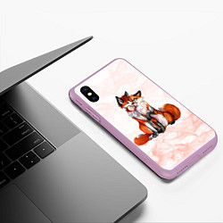 Чехол iPhone XS Max матовый Влюблённые Лисы Love, цвет: 3D-сиреневый — фото 2