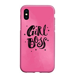 Чехол iPhone XS Max матовый Girl Boss!, цвет: 3D-малиновый