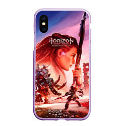 Чехол iPhone XS Max матовый Horizon Forbidden West game poster, цвет: 3D-сиреневый