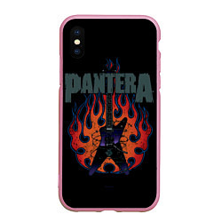 Чехол iPhone XS Max матовый Pantera - Пламя, цвет: 3D-розовый