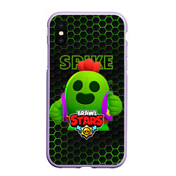 Чехол iPhone XS Max матовый BRAWL STARS, , Спайк Spike, цвет: 3D-светло-сиреневый