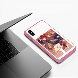 Чехол iPhone XS Max матовый HU TAO Genshin Impact Ху Тао, цвет: 3D-малиновый — фото 2