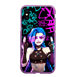 Чехол iPhone XS Max матовый JINX ДЖИНКС NEON PATTERN, цвет: 3D-фиолетовый