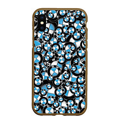 Чехол iPhone XS Max матовый BMW PATTERN LOGO, цвет: 3D-коричневый