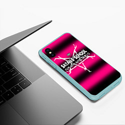 Чехол iPhone XS Max матовый Satan school for bad boys and girls pink, цвет: 3D-мятный — фото 2