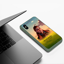 Чехол iPhone XS Max матовый Horizon Forbidden West Aloy, цвет: 3D-темно-зеленый — фото 2