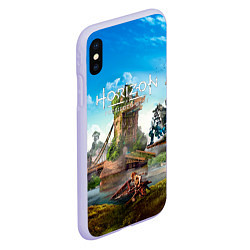 Чехол iPhone XS Max матовый Horizon Forbidden West - разрушенный мост, цвет: 3D-светло-сиреневый — фото 2