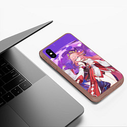 Чехол iPhone XS Max матовый Yae Miko Genshin Impact, цвет: 3D-коричневый — фото 2