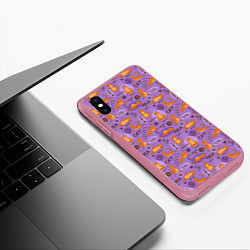 Чехол iPhone XS Max матовый Кошачья Йога, цвет: 3D-малиновый — фото 2