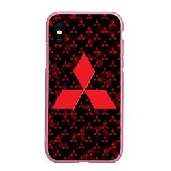 Чехол iPhone XS Max матовый MITSUBISHI BIG LOGO PATTERN, цвет: 3D-розовый