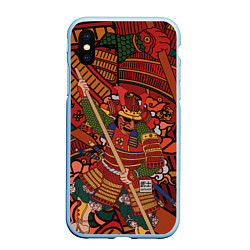 Чехол iPhone XS Max матовый Warrior samurai, цвет: 3D-голубой