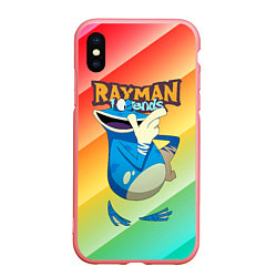 Чехол iPhone XS Max матовый Rayman globox радуга