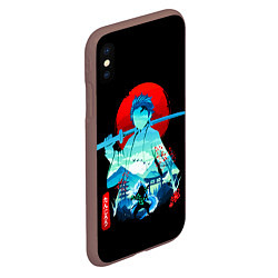 Чехол iPhone XS Max матовый Танджиро Комадо Силуэт Клинок рассекающий демонов, цвет: 3D-коричневый — фото 2
