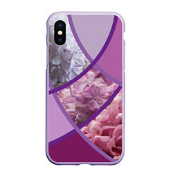Чехол iPhone XS Max матовый Весна Полосатый принт Сирень, цвет: 3D-светло-сиреневый