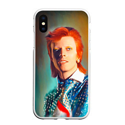 Чехол iPhone XS Max матовый Ziggy Stardust Portrait, цвет: 3D-белый