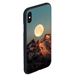 Чехол iPhone XS Max матовый Полная луна и горы, цвет: 3D-черный — фото 2