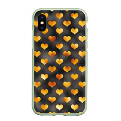 Чехол iPhone XS Max матовый Сердечки Gold and Black