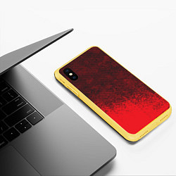 Чехол iPhone XS Max матовый RED GRUNGE SPORT GRUNGE, цвет: 3D-желтый — фото 2