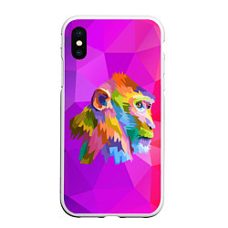 Чехол iPhone XS Max матовый Цветная обезьяна Color monkey, цвет: 3D-белый