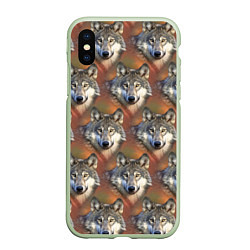 Чехол iPhone XS Max матовый Волки Wolfs паттерн