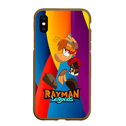 Чехол iPhone XS Max матовый Rayman Радужный фон