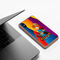 Чехол iPhone XS Max матовый Rayman Радужный фон, цвет: 3D-коричневый — фото 2