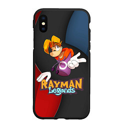 Чехол iPhone XS Max матовый Rayman на абстрактном фоне, цвет: 3D-черный