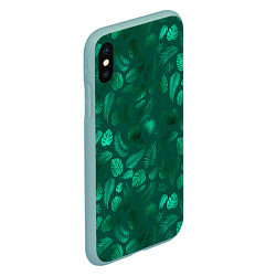 Чехол iPhone XS Max матовый Яркие зеленые листья, цвет: 3D-мятный — фото 2